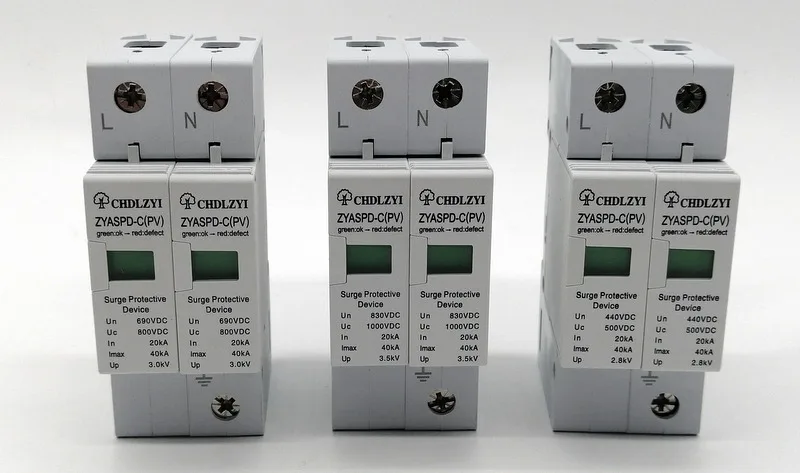 PV 1000V 800V 500V 20KA~ 40KA 3P SPD House Защита от перенапряжения защитное Низковольтное предохранительное устройство 35 мм din-рейка