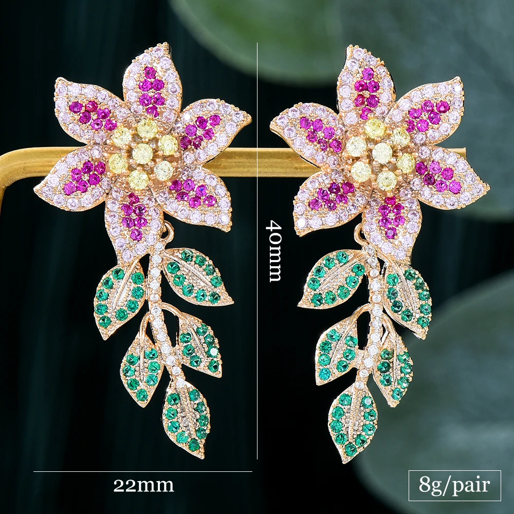 

GODKI Jimbora New Design Elegant Sweet Flowers Earrings Bridal Wedding Engagement Earrings Flower Hollow Earrings For Women