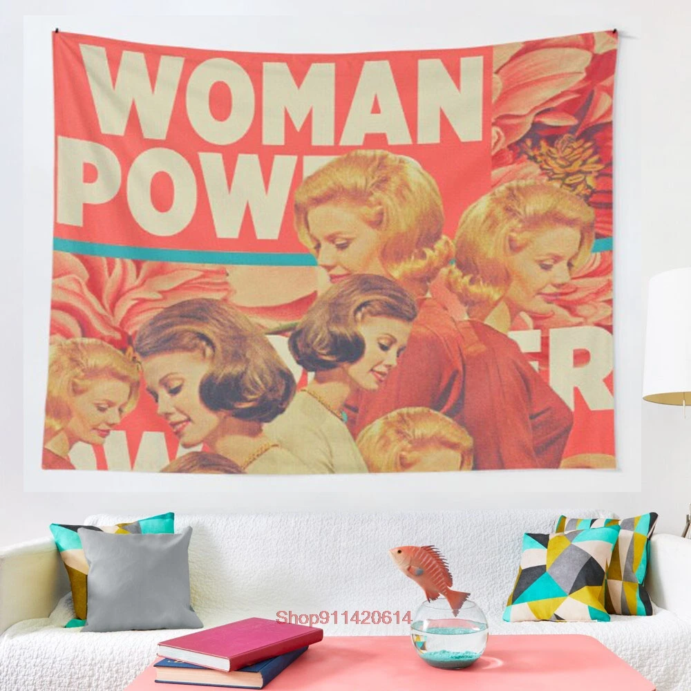 

Woman Power tapestry Mosaic Style Hippie Boho Wall Tapestries Mandala Fabric Mat Living Room Decor