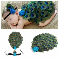 cute baby infant outfits set peacock costume photography props one hundred days baby photography clothing holiday gift