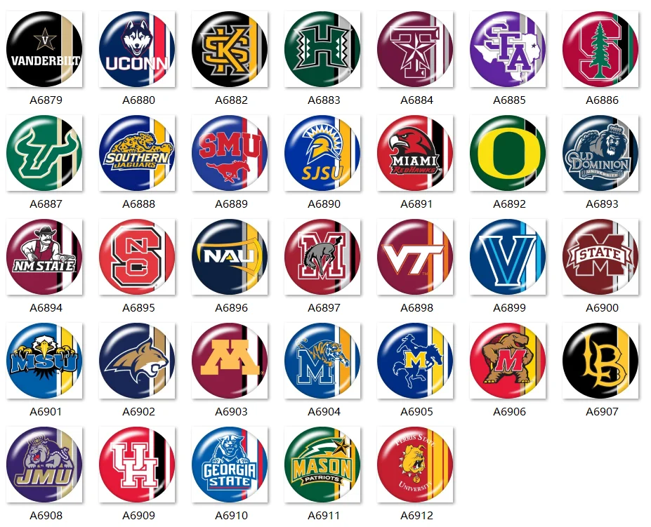10 шт Смешанные спортивные футбольные NCAA школьные 12 мм/18 мм/20 мм/30 мм круглые фото