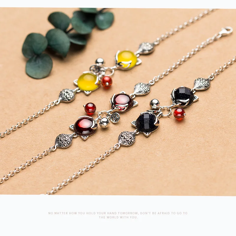 Женский браслет труста из стерлингового серебра 925 пробы с лисой и колокольчиком