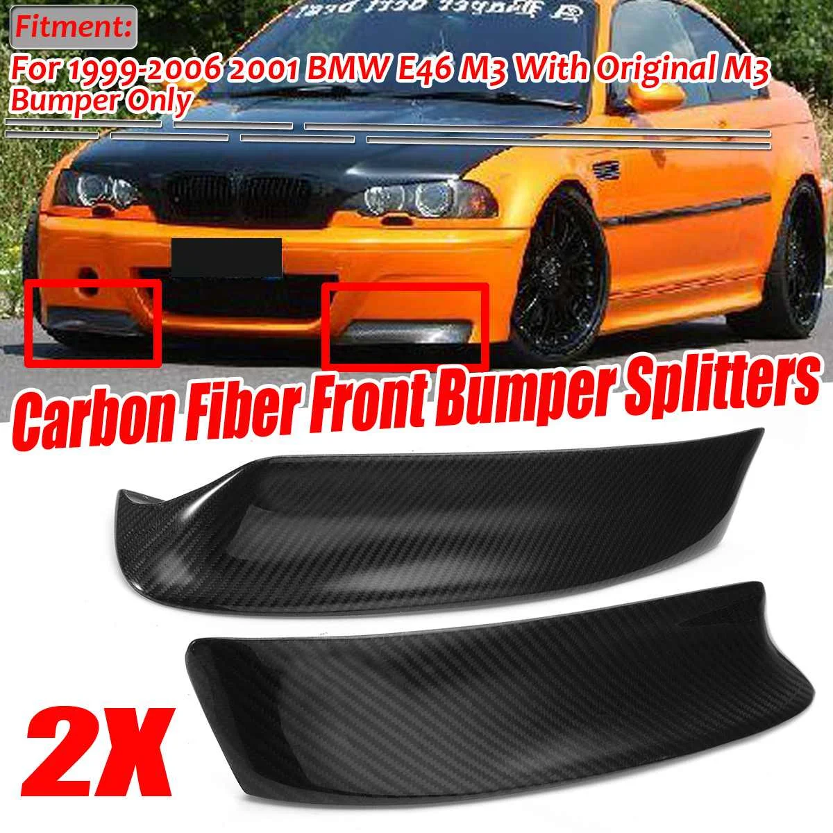 Диффузор для переднего бампера BMW E46 M3 1999 2006 2001 из натурального углеродного
