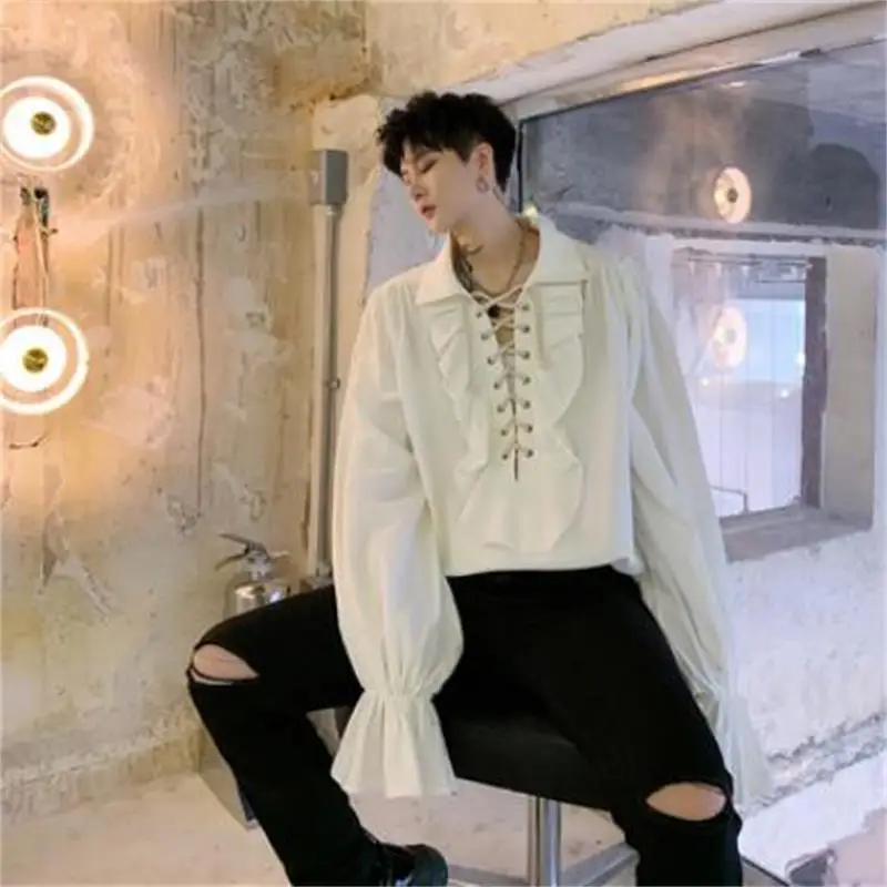 Темный винтажный осенний дизайн на шнурке с длинными рукавами модные мужские