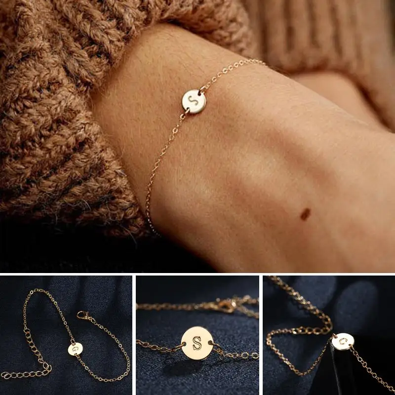 

Fashion Stainless Steel Letter Bracelets&bangles For Women Wholesale Bracelet Dropshipping Chain Link Accessories Couple Gold