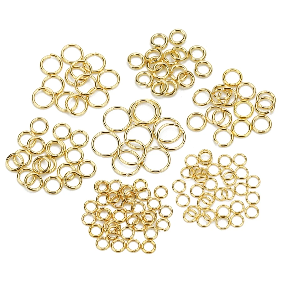 WT-RWJ010 WKT wholesale 100 PCS Jewelry Findings Accessories Rings Gold Electroplated Open Jump Rings  for Jewelry Making