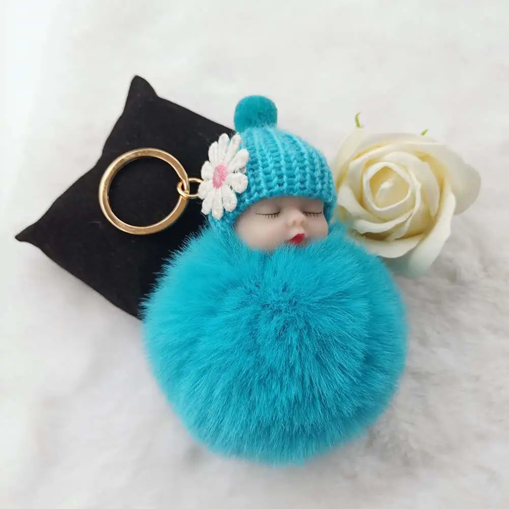 1 шт. плюшевый помпон Спящая Детская кукла брелок держатель для ключей сумка