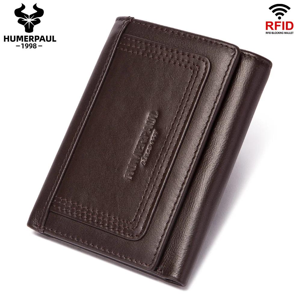Мужской кошелек из натуральной кожи с RFID-защитой и отделением для карт | Багаж