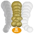 30 шт., золотой, серый, белый, 6 дюймов, 8 дюймов, 10 дюймов, 12 дюймов, 14 дюймов, бумажный фонарь, шар, лампион для свадьбы, детский душ, рождественские вечеринки и украшения для мероприятий