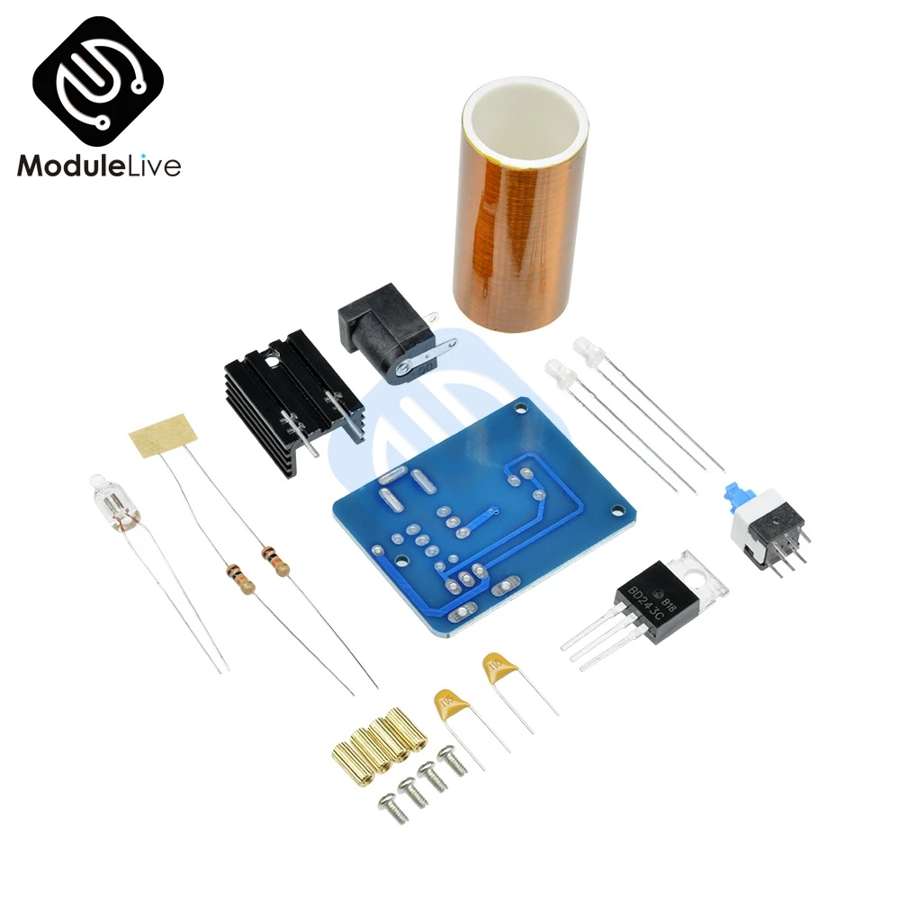 Diy Kit BD243 BD243C мини Тесла катушки комплект магический реквизит diy части пустые огни технологии Diy наборы электроники Модуль платы - Цвет: Diy Kit