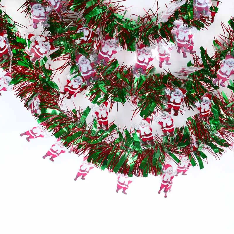 

2M Christmas Top Garland Ribbon Santa Claus Snowman Pendant Wall Door Stairway Bar Tops Xmas New Year 2022 Home Decoration