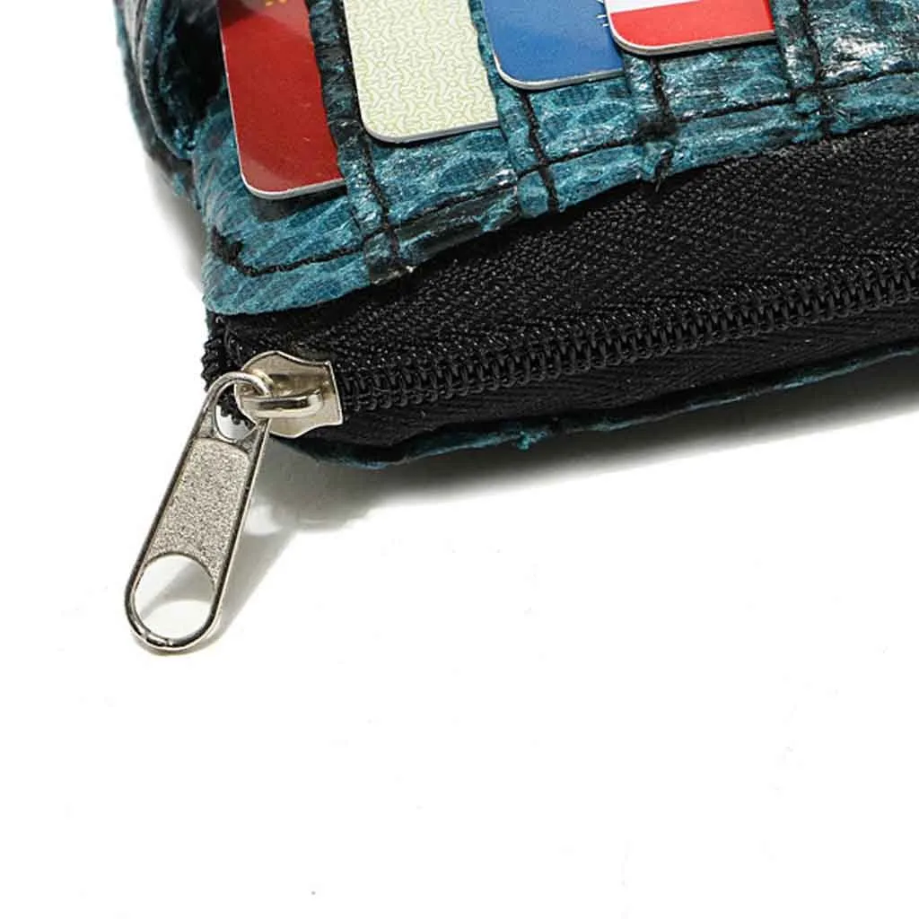 Кожаный кошелек с экзотическим змеиным узором женский короткий модный бумажник