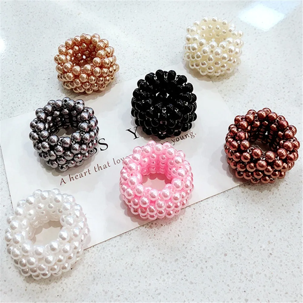 Жемчужные бусы Scrunchies модная эластичная, для волос веревки для женщин хвост держатели резины