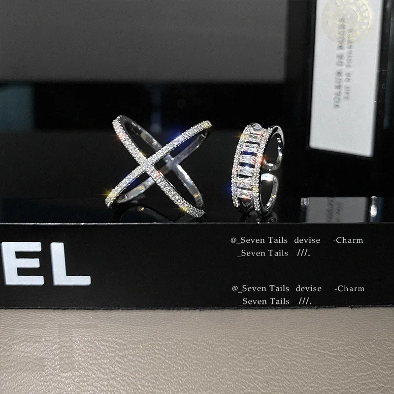 

Finger Rings Set for Women Girls INS Fashion Luxury High Carbon Diamond Bridal Rings Sparkling Wedding Party Fine Jewelry Gifts