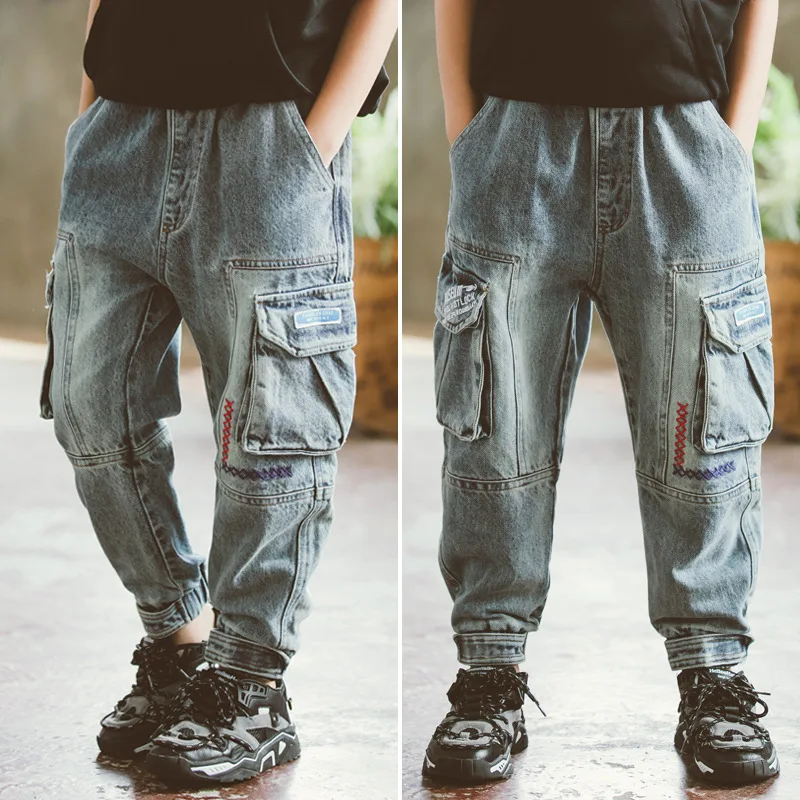 

Teenage Boys Jeans Blue School Pencil Pants Baby Boys Trousers Jeans for Kids 2020 autume Children Pants 10 12