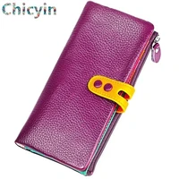 colorful women wallets large long wallet fashion top quality cow leather phone card holder female purse zipper wallet for women