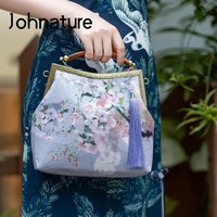 johnature handmade floral cheongsam bag 2021 new chinese style women bag banquet ladies hand bags leisure female shoulder bags
