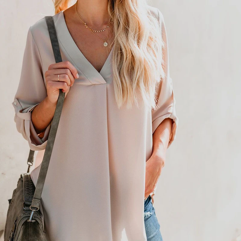Блузка Женская Базовая с V-образным вырезом осенняя | одежда