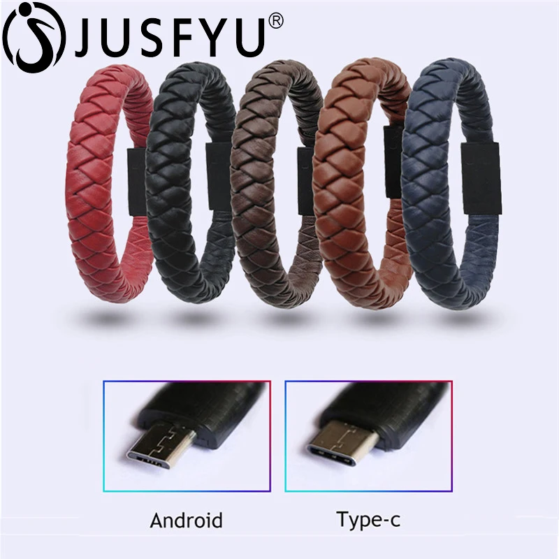 Уличный Портативный кожаный мини Micro USB браслет зарядное устройство кабель для
