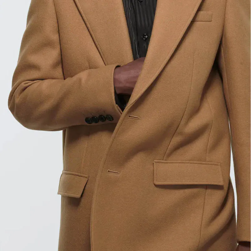 Мужское Свободное длинное кашемировое Прямое пальто новинка зимы 2021 мужское