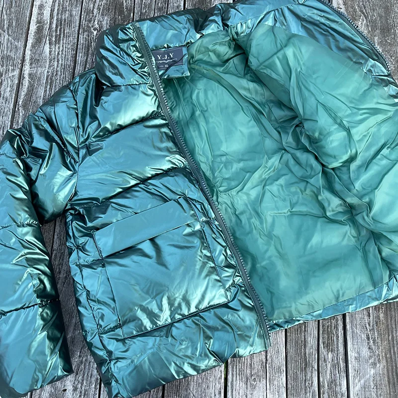 2022 Autumn Winter Women Parkas Jackets Casual Stand Collar Shiny fabric Thick Warm padded Coats Female Winter Outwear