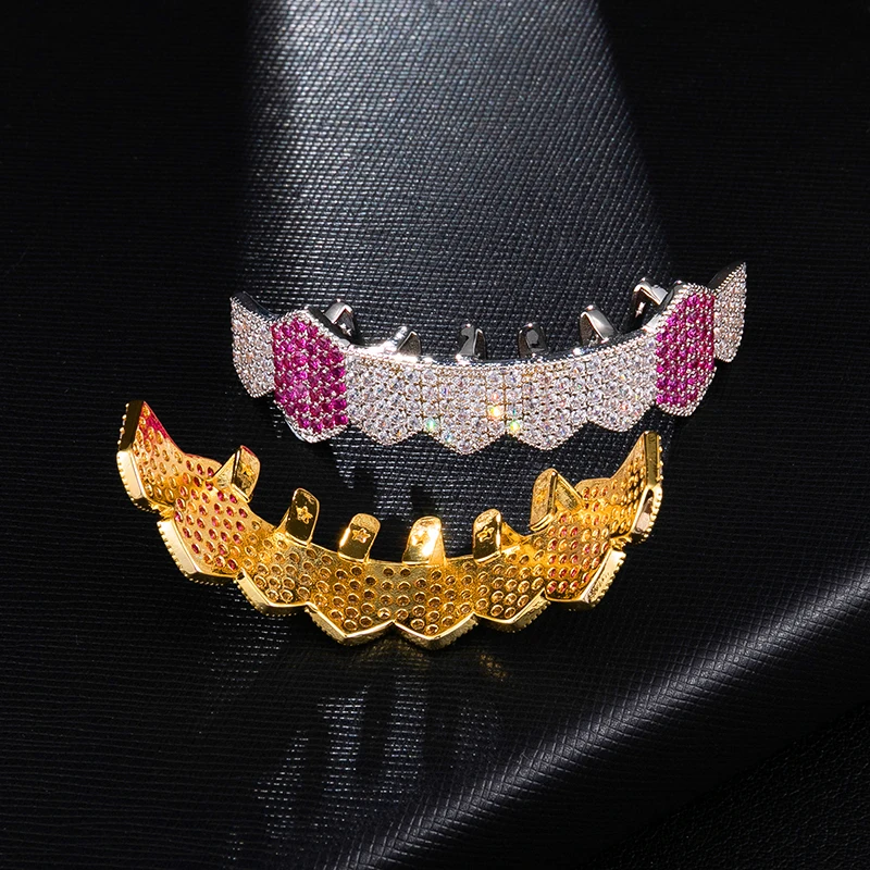 Iced Out микро проложить Полный CZ зубы Grillz дно очарование грили для мужчин женщин