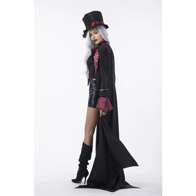 Женский костюм вампира готический для косплея комплект из плаща шапки блузки и