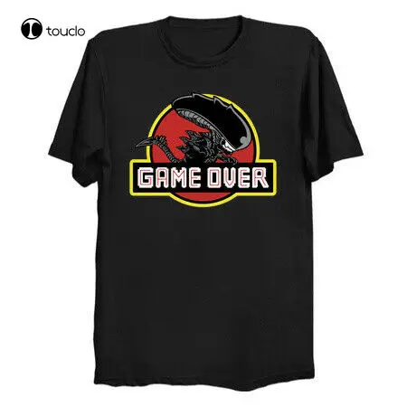 

Черная футболка унисекс с логотипом игры Over Man Alien Xenomorph As The Jurassic