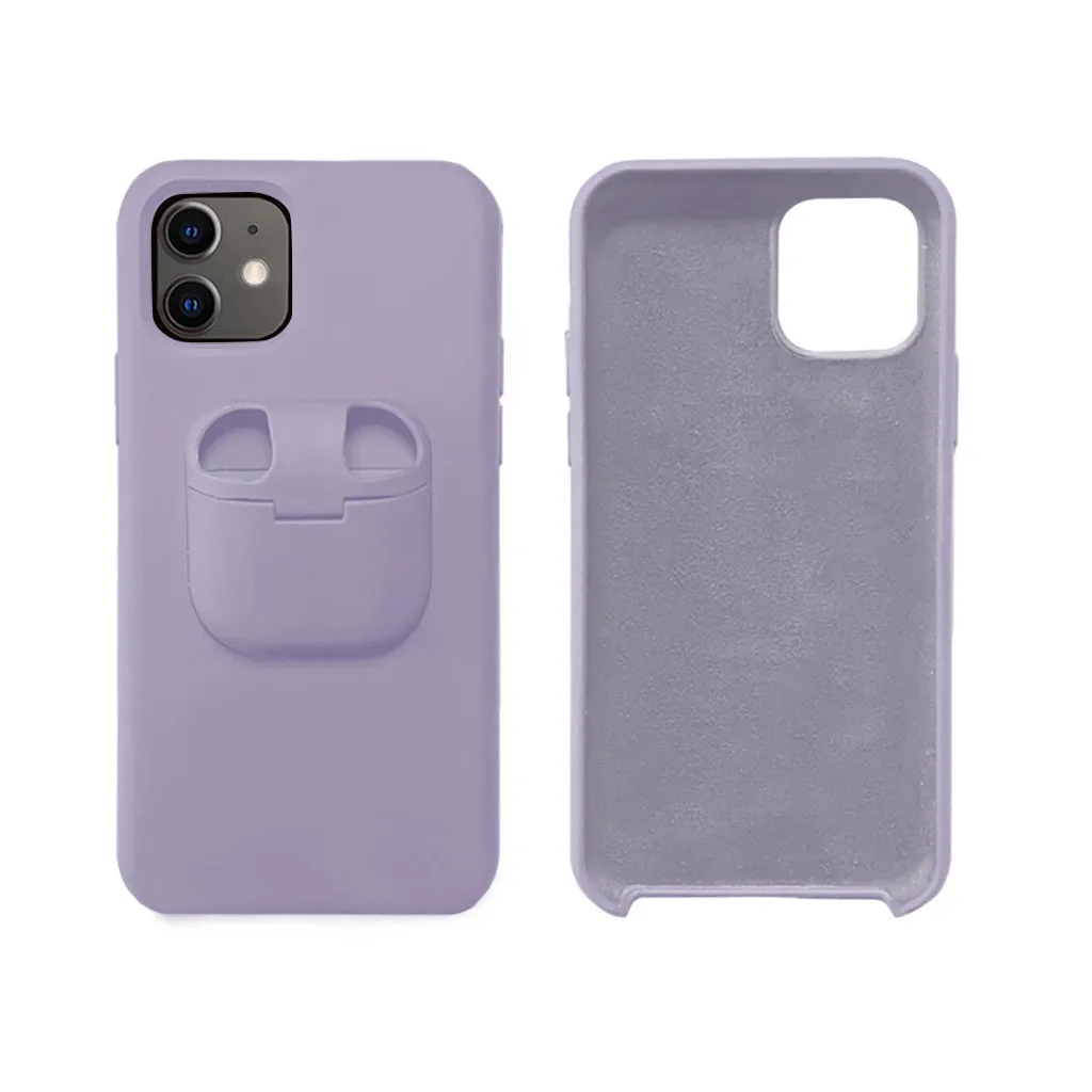 purple Жидкий силиконовый чехол для телефона для IPhone 11/Pro/MAX/XR/XS/X для Air Pods 2 в 1 мягкий чехол для 7 Plus/8 Plus - Цвет: purple