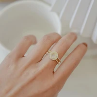 design sense double layer gold round opal opening rings goth girls fashion jewelry wedding party luxury rings for woman in 2021