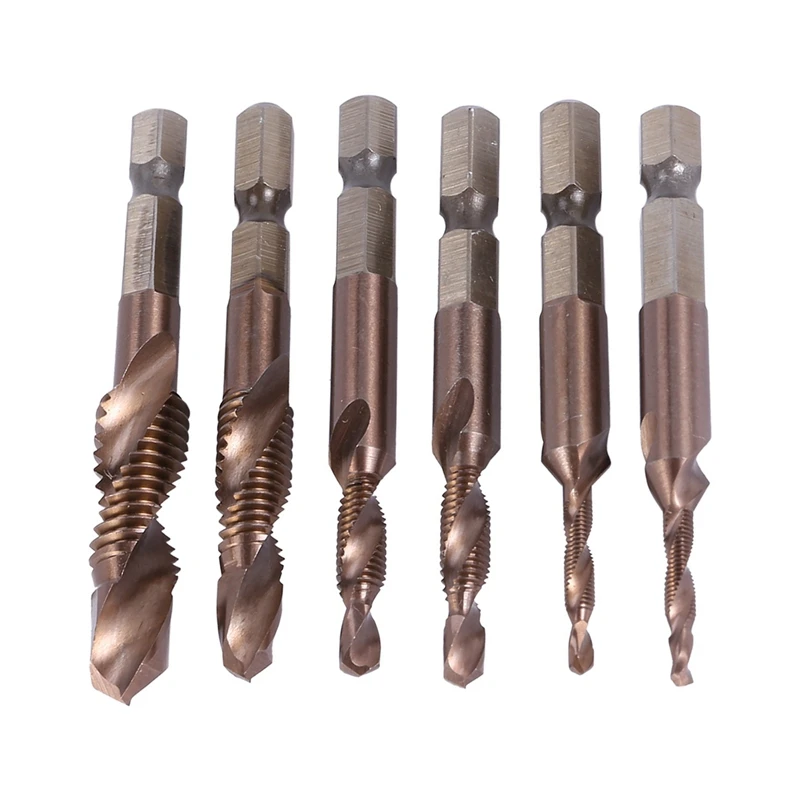 

8Pcs HSS Countersink Tap Drill Bit Set (M3-M10) & 6x Metric Thread M3-M10 1/4 Inch Hexagon Shank Super VAPD Coated Drill