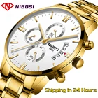 Часы наручные NIBOSI Мужские кварцевые, брендовые люксовые модные повседневные золотистые модные в стиле милитари