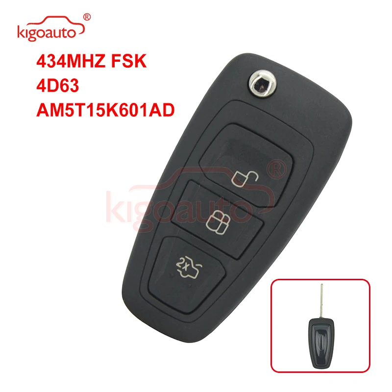Kigoauto AM5T15K601AD 2036872 автомобильный флип ключ 3 кнопки 434 МГц FSK 4D63 чип для Ford Mondeo Focus C Max S