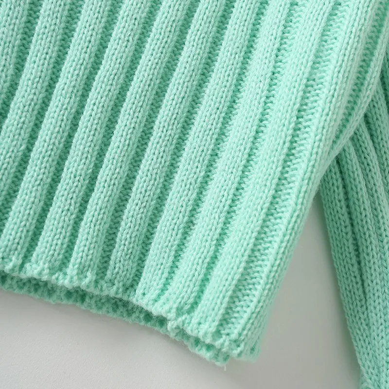 

Artsnie Autumn 2021 Cropped Sweaters Women V Neck Long Sleeve Pull Femme Streetwear Casual Green Ladies Slim Sweaters Jumper