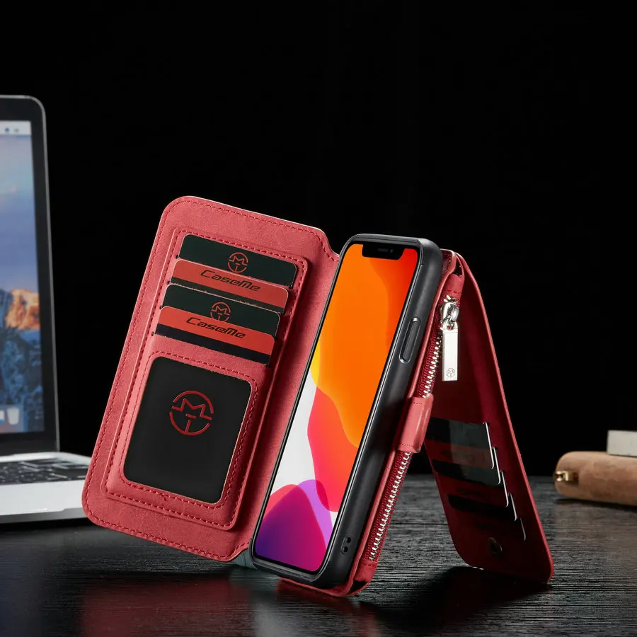 CaseMe съемный Флип кожаный чехол для iPhone 11 Pro Max 2019 новый бизнес кошелек телефона