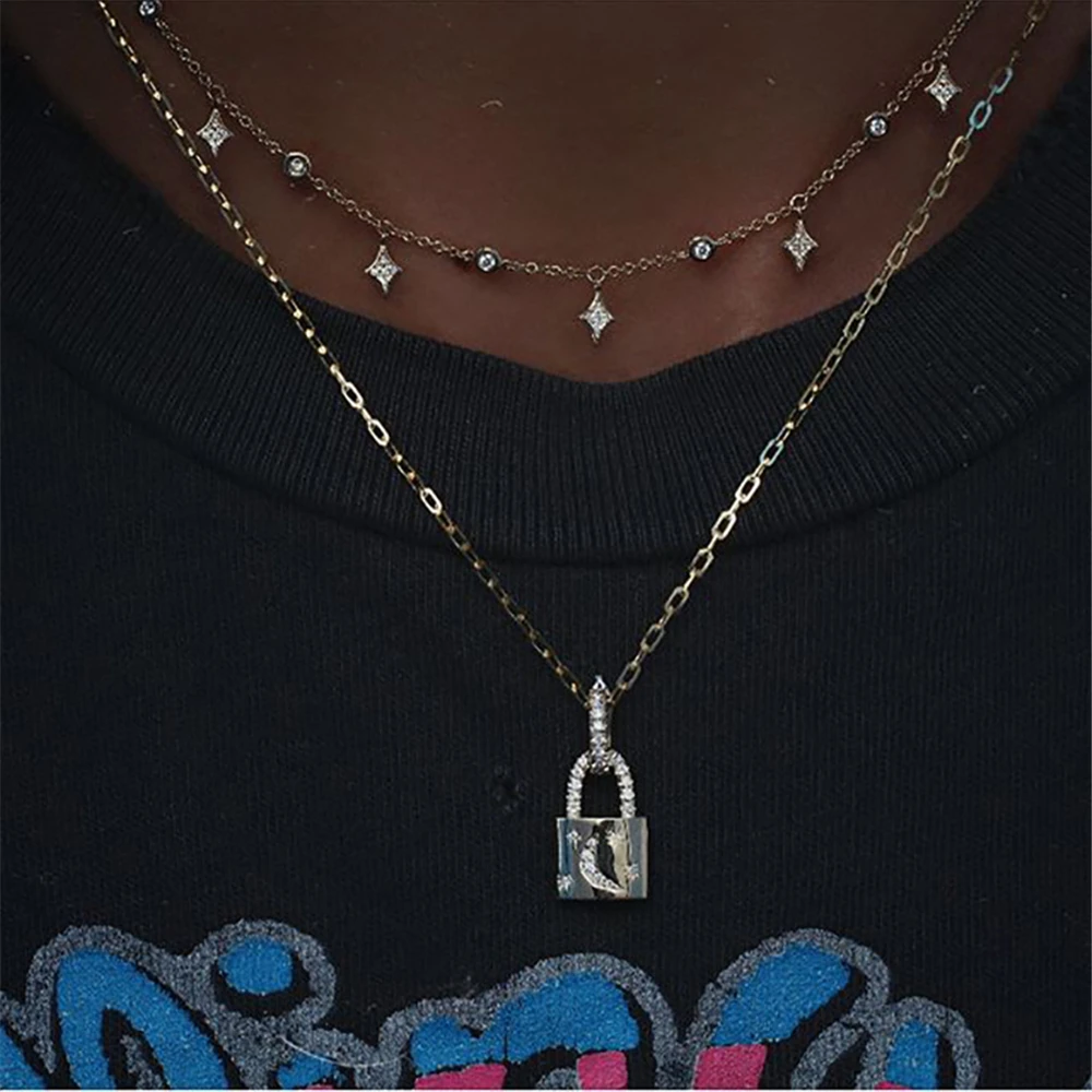 Женское Ожерелье в стиле бохо с кристаллами и инкрустированным замком