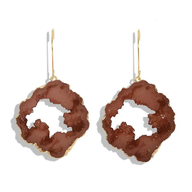 Шикарные полые серьги из смолы Druzy большие серьги-капли для женщин массивные