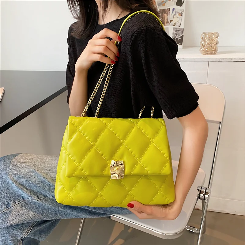 

Capacity Fashion 2021Large Crossbody Bags For Women Western style Chain Shoulder Bag PU Leather Popular Handbags Bolsas Feminina