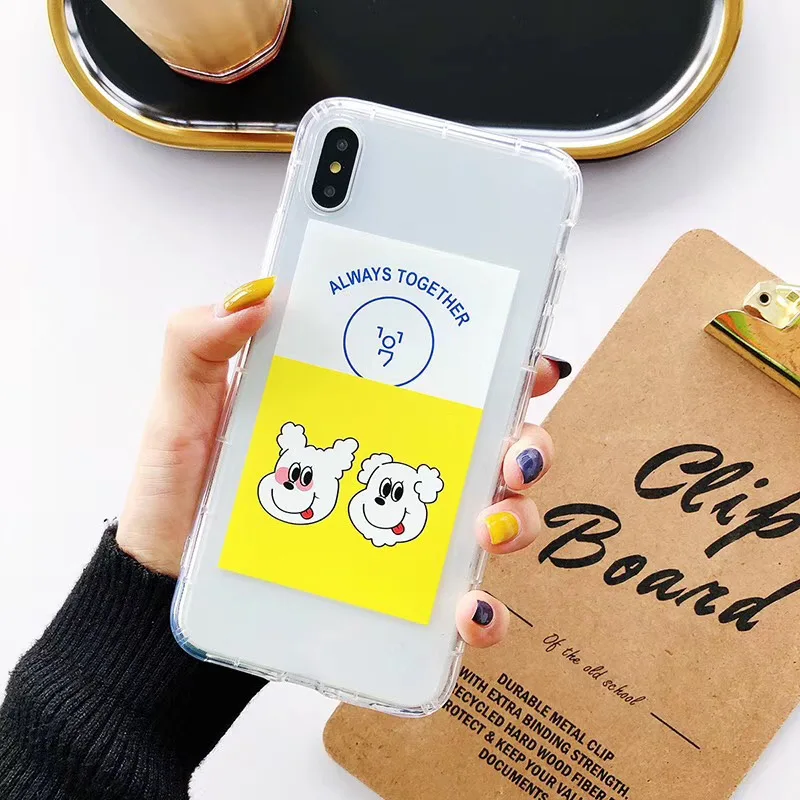 INS милый чехол для телефона с мультяшным животным щенком iphone Xs 11 pro MAX XR X 6 6s 7 8 plus