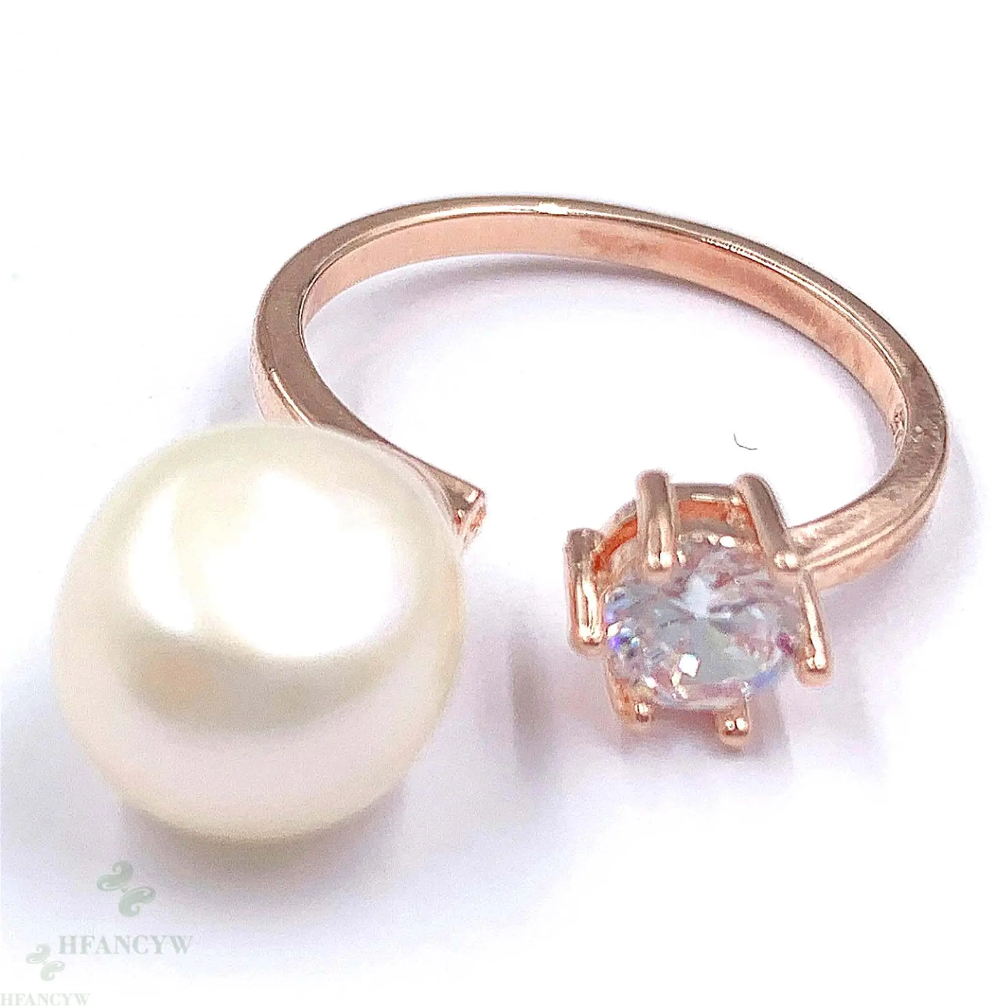 White Baroque Pearl Open Adjustable Rose Gold Ring Wedding Gift Elegant Classic Teardrop Luxury Flawless Women | Украшения и