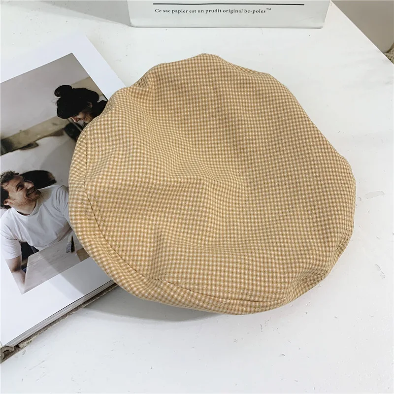 Берет Foux женский клетчатый полосатый в японском стиле с надписью дизайнерские