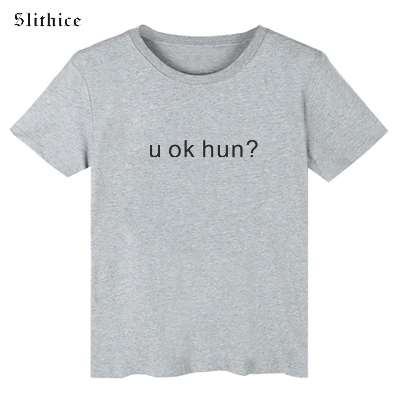 Slithice u ok hun? Забавные футболки для женщин белые с буквенным принтом хипстерская