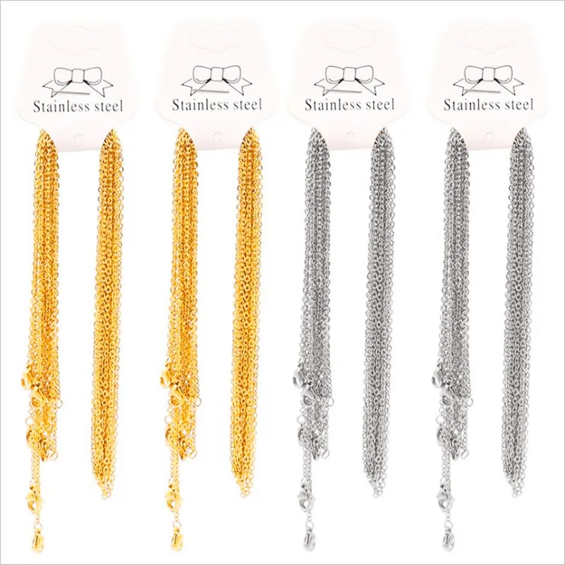 10pcs length 50cm width 2mm Gold/steel color Stainless Steel Link Chains Necklaces Jewelry Cuban Wholesale DIY Craf | Украшения и