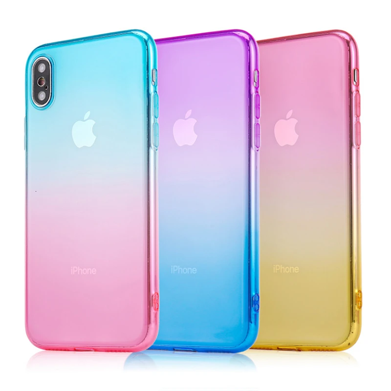 Чехол для iPhone XR X Xs Max 6 6s 7 8 Plus модный градиентный тонкий мягкий чехол телефона 7Plus SE