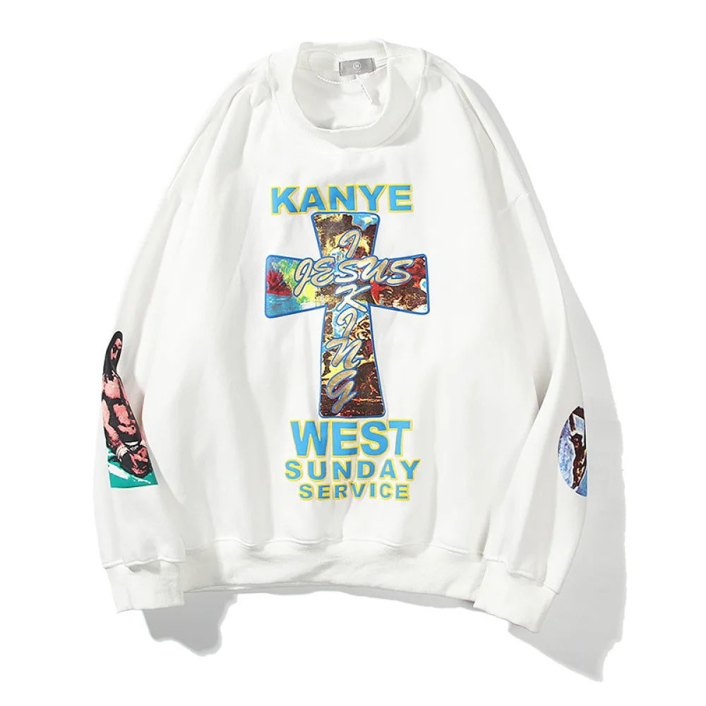 

2020 Kanye West Season Cross Printed Women Men Sweatshirt Hoodies Hiphop Oversized Men Casual Sweatshirt Pullover