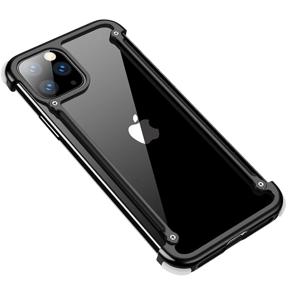 Black Роскошный металлический чехол с подушкой безопасности для IPhone 11 11 pro, чехол для Iphone 11 pro max, персональный металлический чехол-бампер - Цвет: Black