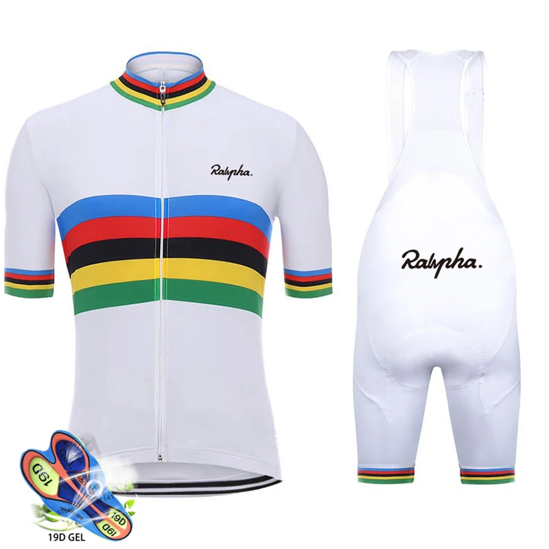 

Ralvpha 2021 New summer men's cycling jersey set short sleeve strap suit triathlon skinsuit mountain outdoor bike jersey