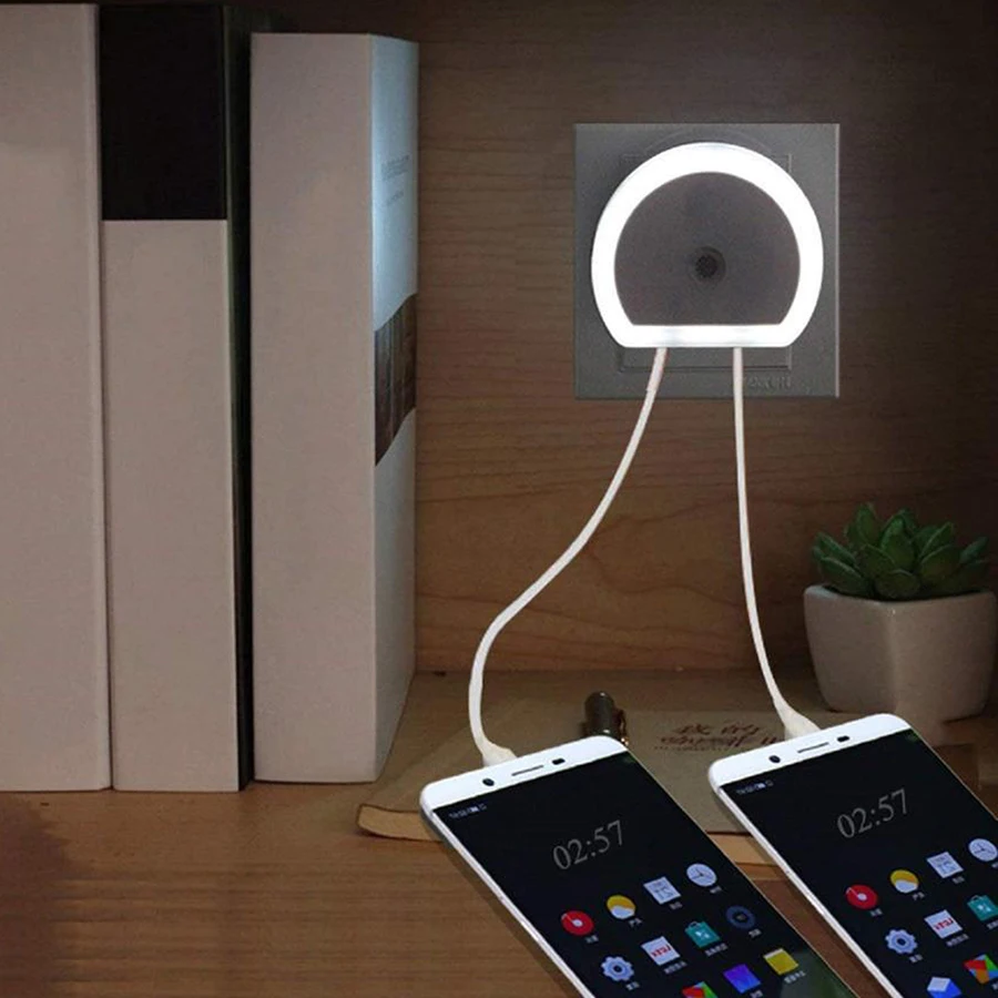 Thrisdar авто светильник Сенсор светодиодный Ночной с 2 Зарядка через usb Порты