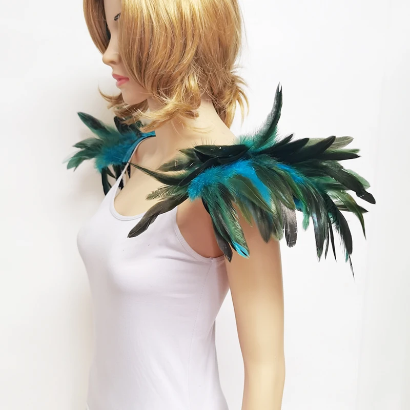 2 шт. плечевые эполеты черные перья крылья панк готика искусственное плечо шаль