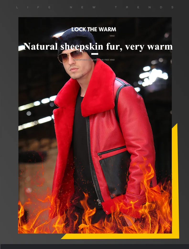 Пальто с мехом Для Мужчин's Shearling куртка B3 летная куртка короткой меховой кожаный жакет импортируется из шерсти из Австралии Для мужчин из овчей солнцезащитные очки-авиаторы